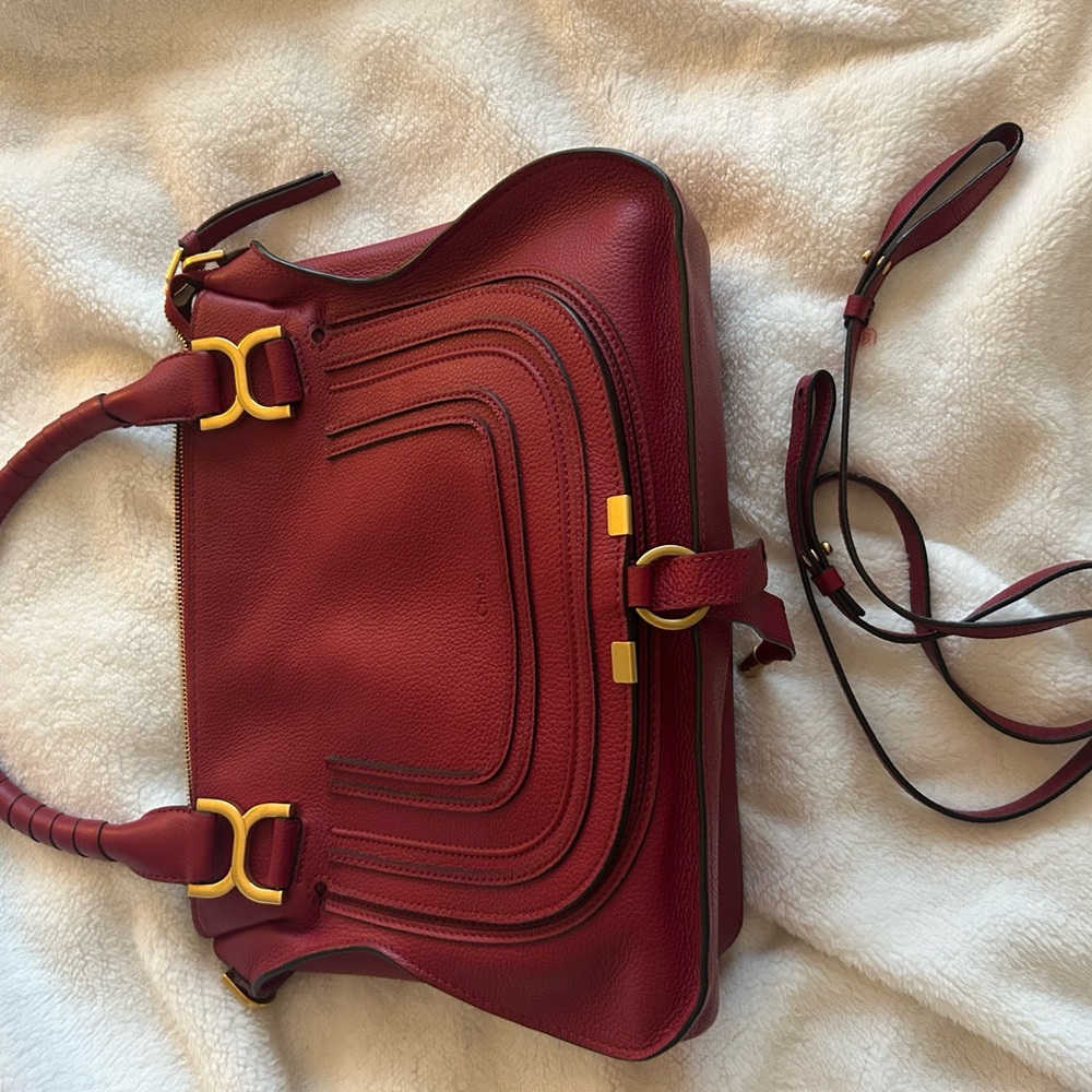 Chloe Marcie Satchel in Deep Red with Gold Hardware